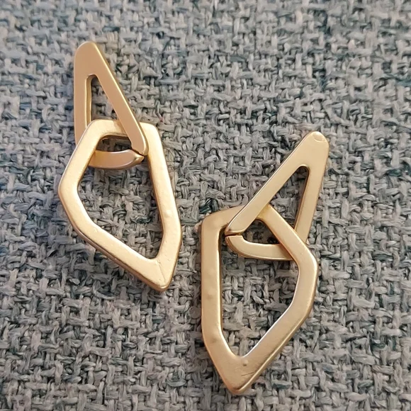 Geometric Dipped Matte Gold Earrings .925 plated - Picture 3 of 3
